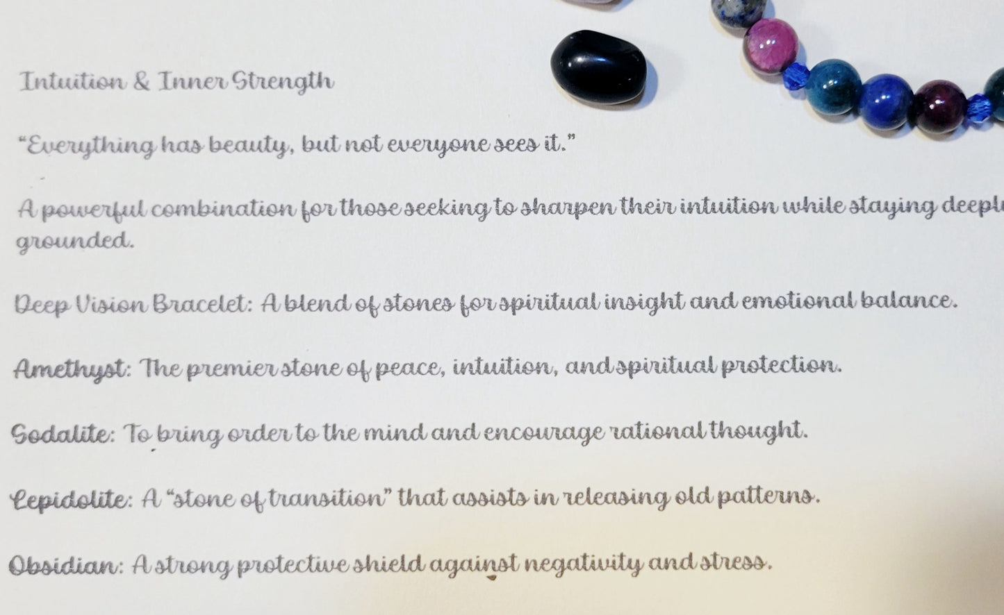 Gemstone Intention Beaded Bracelet With 4 Crystals & Intent Card| Metaphysical Healing