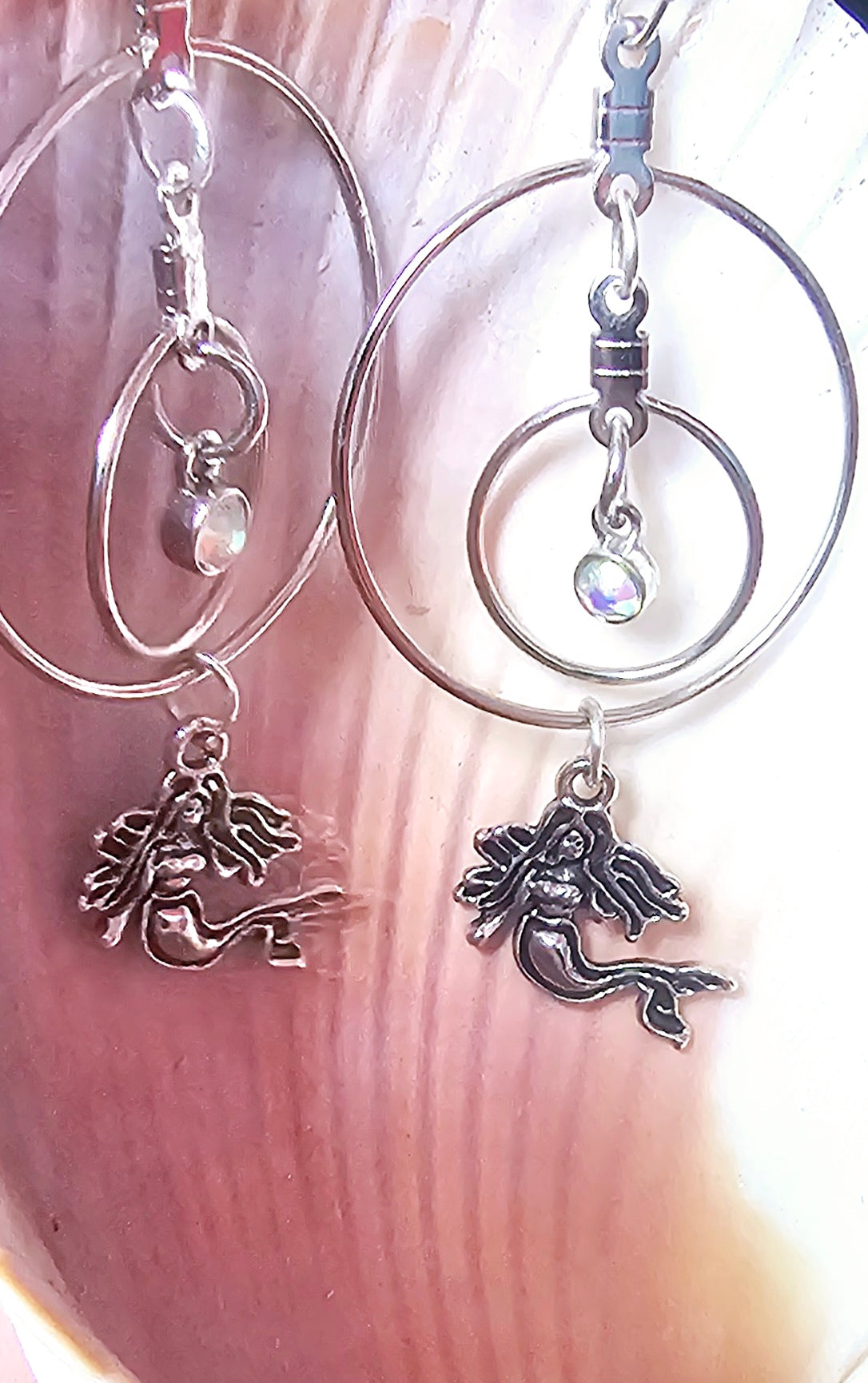 Multi-hoop dangle earrings | Mermaid charm