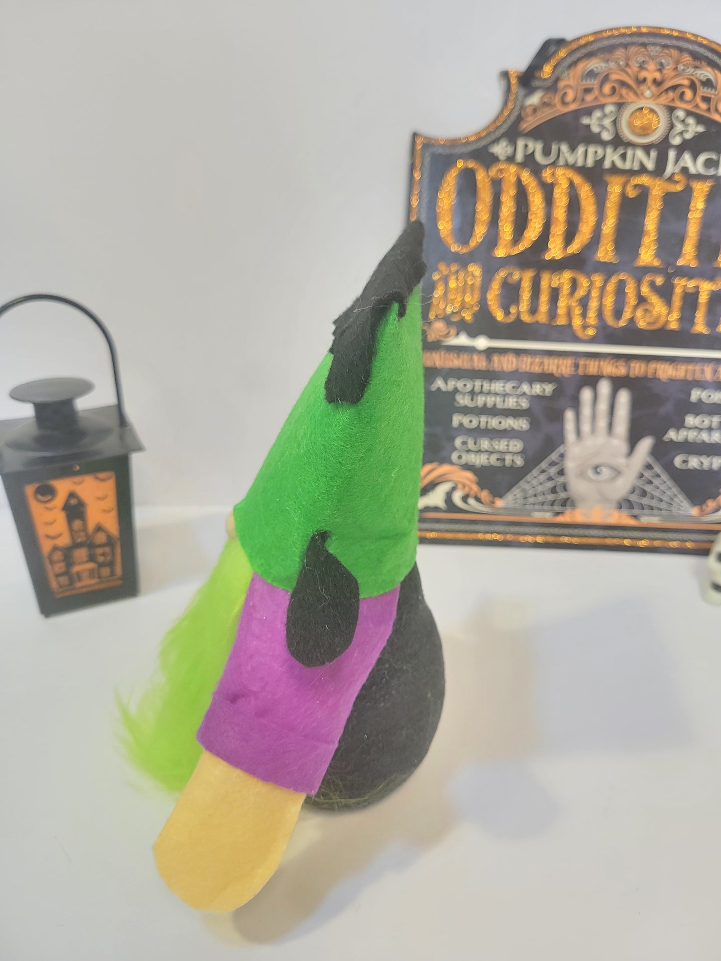 Frankenstein inspired gnome Shelf Sitter Halloween Decor