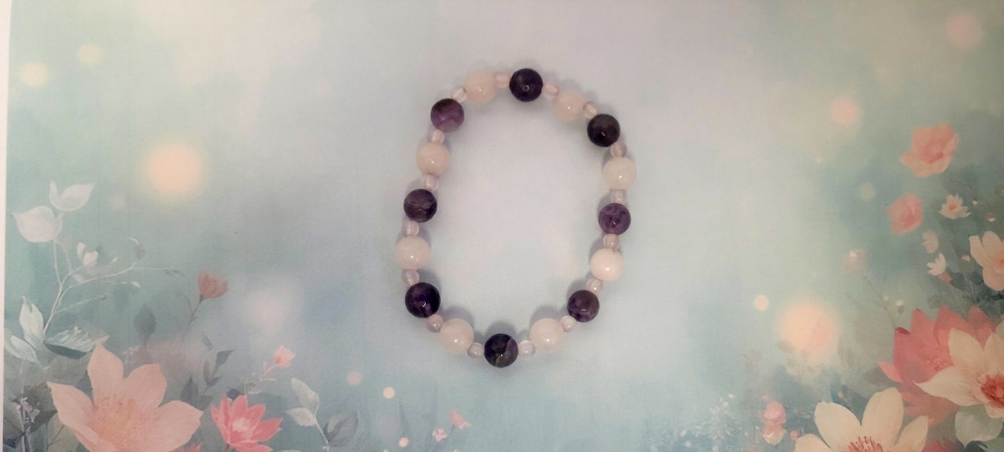 Amethyst Rose quartz beaded bracelet 