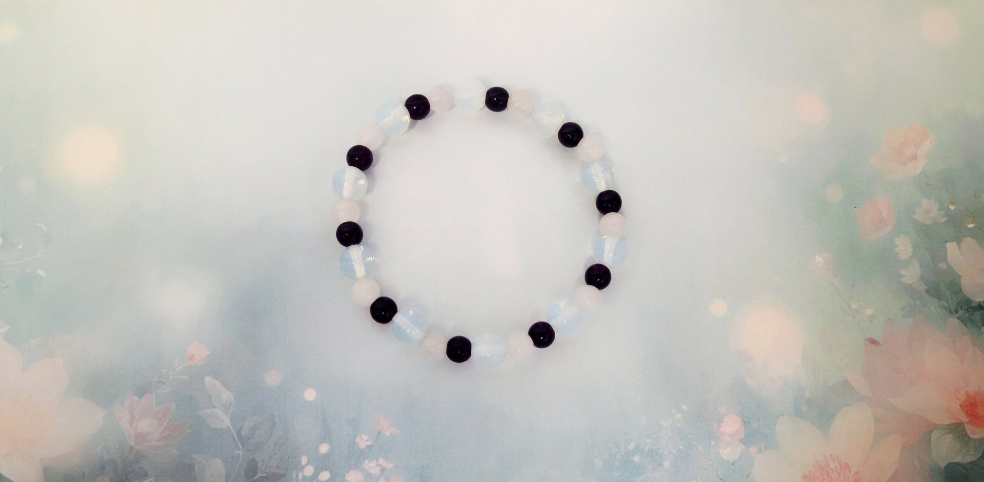 Garnet rose quartz opalite beaded bracelet 