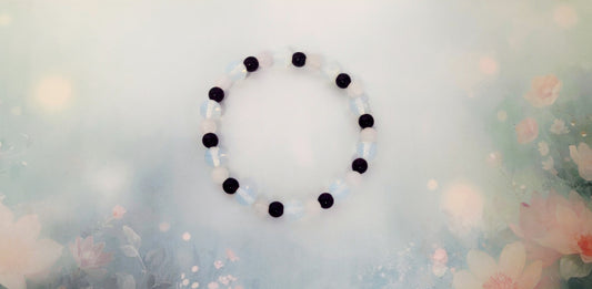 Garnet rose quartz opalite beaded bracelet 