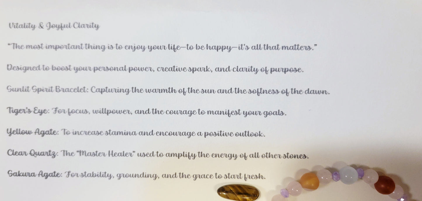 Gemstone Intention Beaded Bracelet With 4 Crystals & Intent Card| Metaphysical Healing