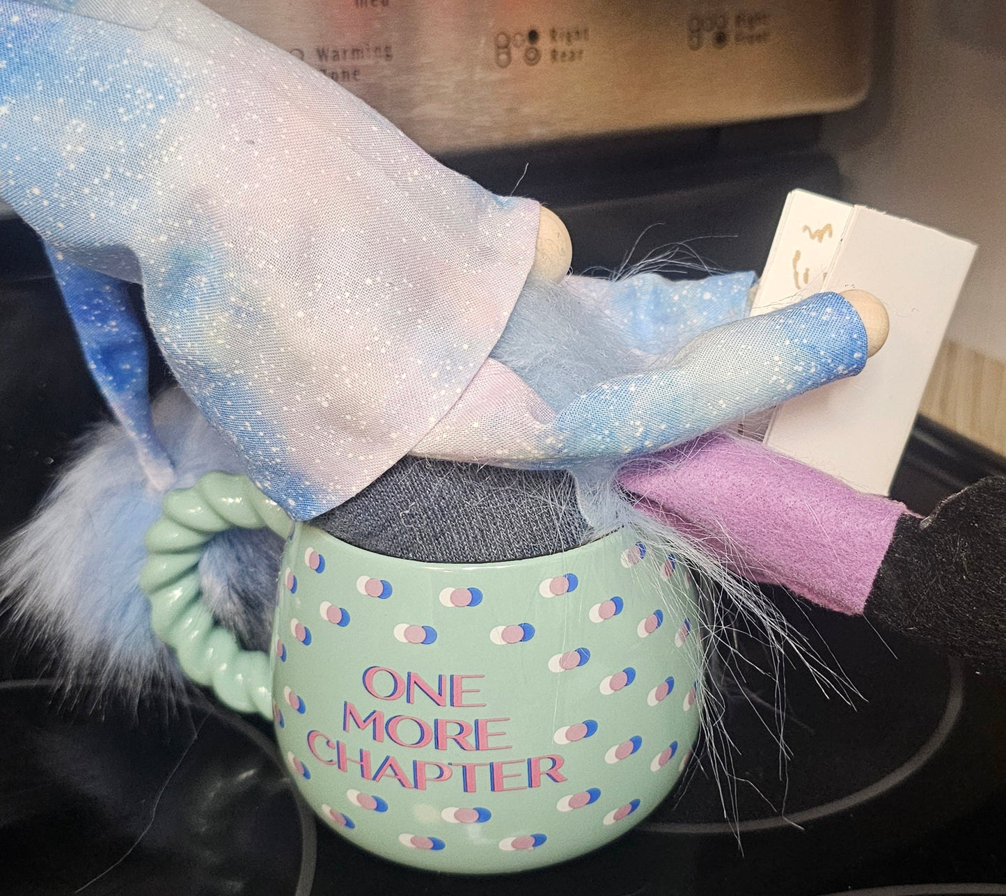 Premium Handcrafted Mug-Sitting Bookworm Gnome : Eldrin Scribbletree | Shelf Sitter | Tiered Tray Decor | Book Lover Gift
