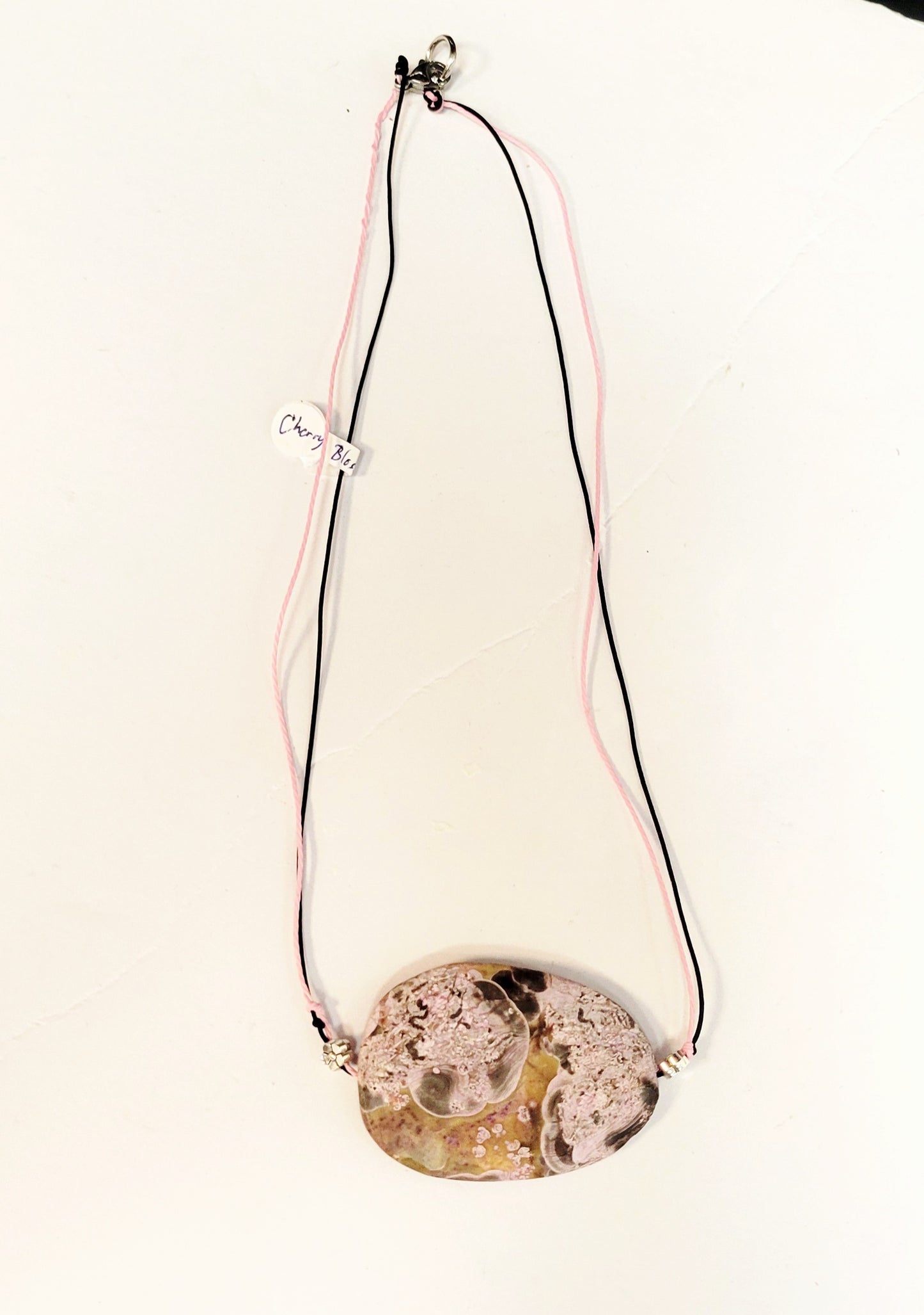 Sakura Cherry Blossom Pendant Double Corded Necklace 18"