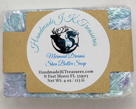 Artisan handpoured 4 oz Shea Butter Soap Coastal |  Mermaid  | Clean Air