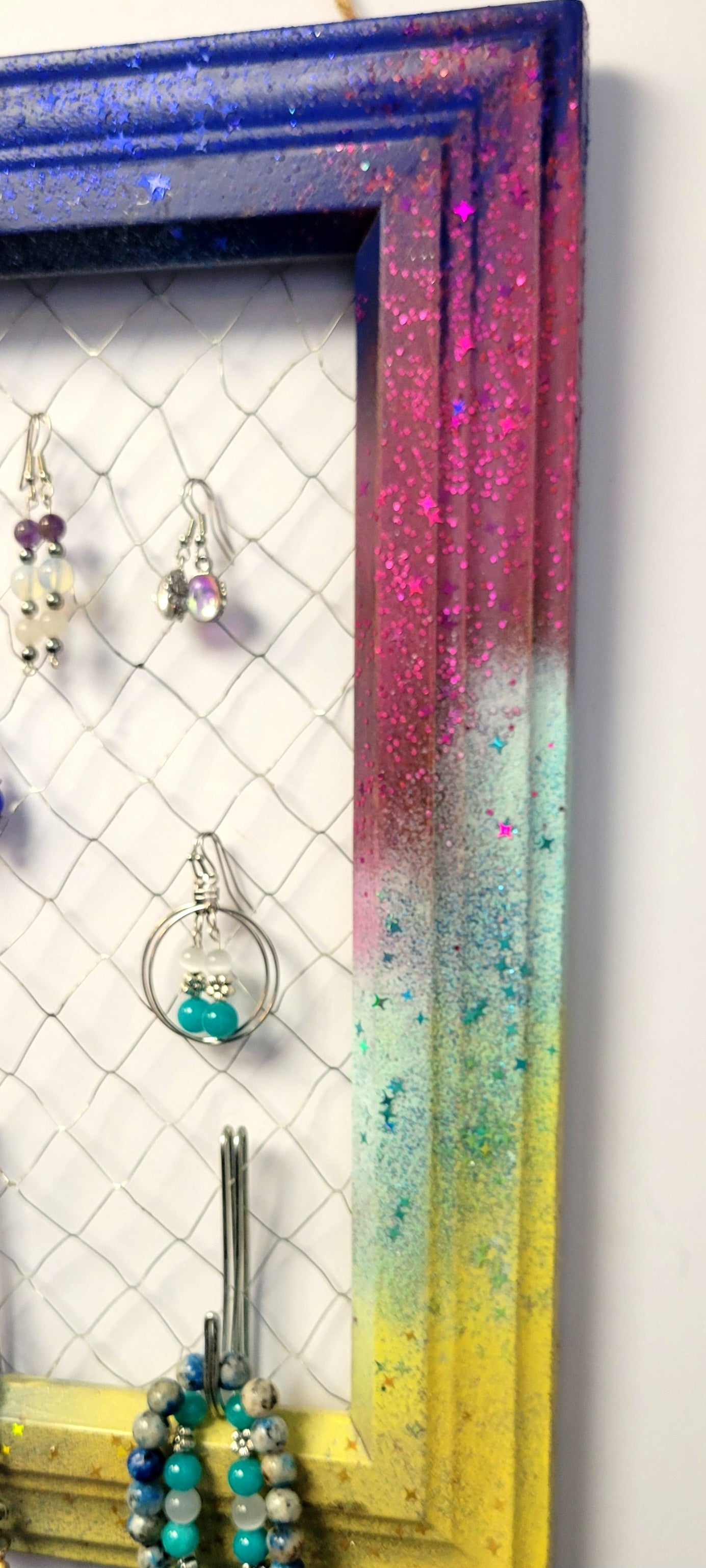Jewelry organizer Upcycled photo frame