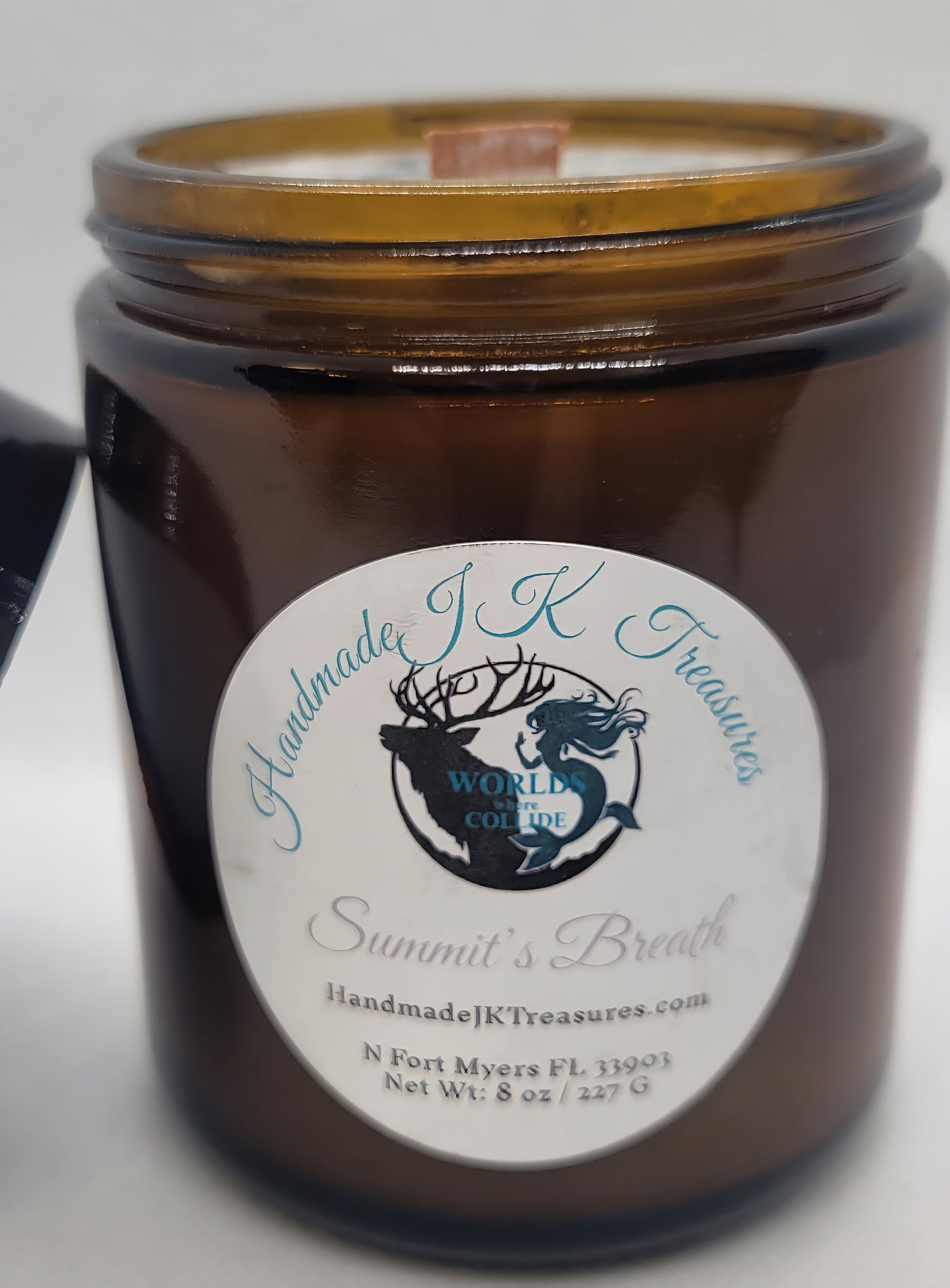 Artisan 8 oz Vegan Soy Wax Candle | With Crackling Wood Wick | Crisp Air & Woodsy Mist | Summit's Breath