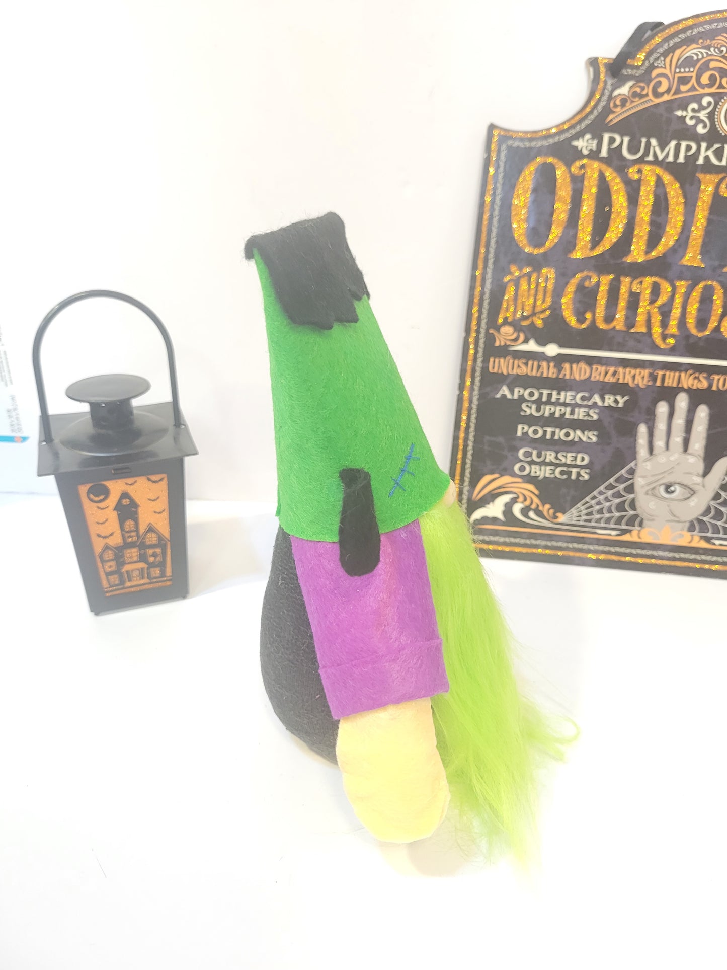 Frankenstein inspired gnome Shelf Sitter Halloween Decor