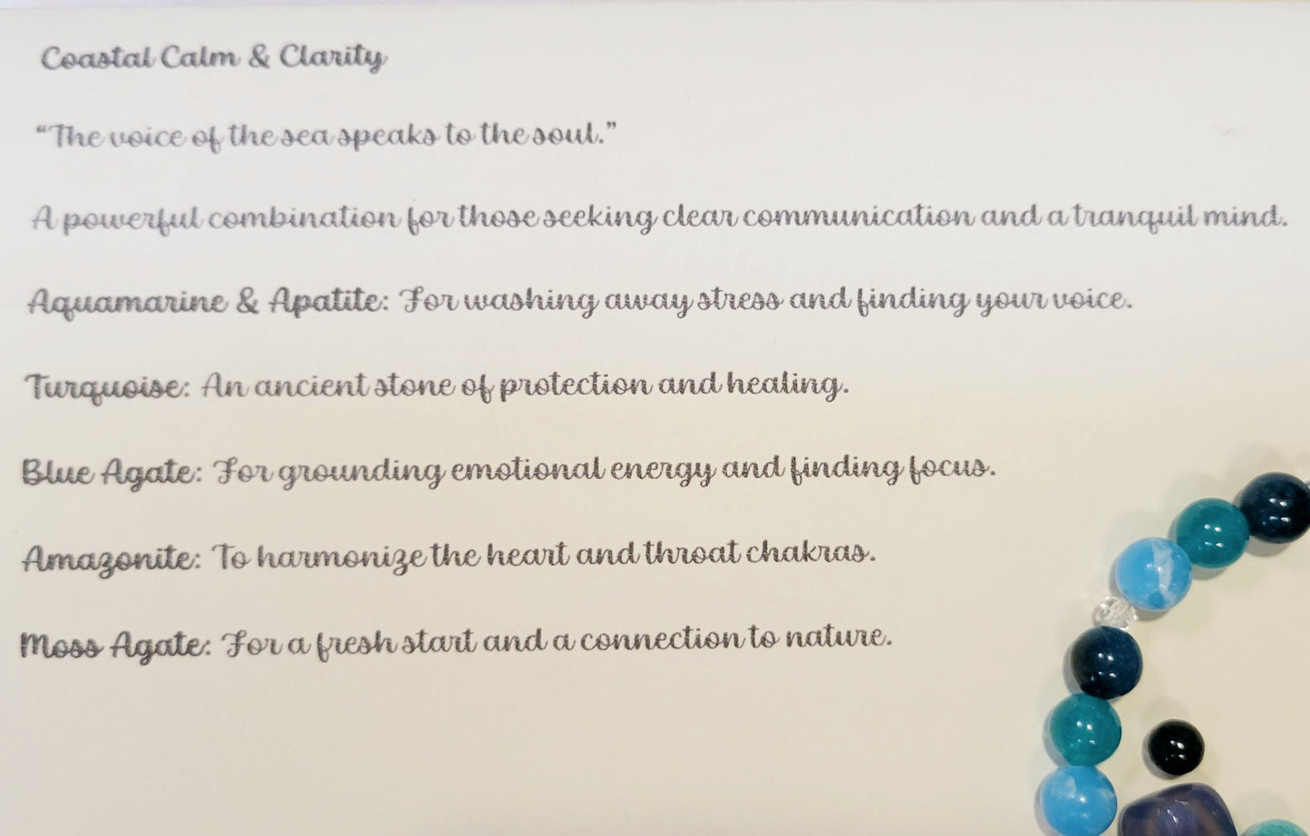Gemstone Intention Beaded Bracelet With 4 Crystals & Intent Card| Metaphysical Healing