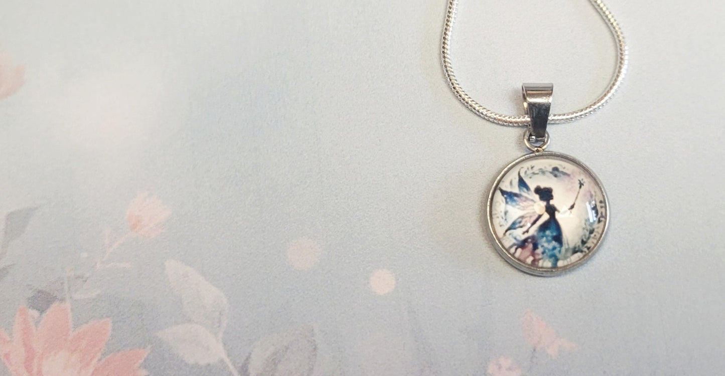 Hand crafted Fairy pendant necklace on 925 Sterling Silver chain