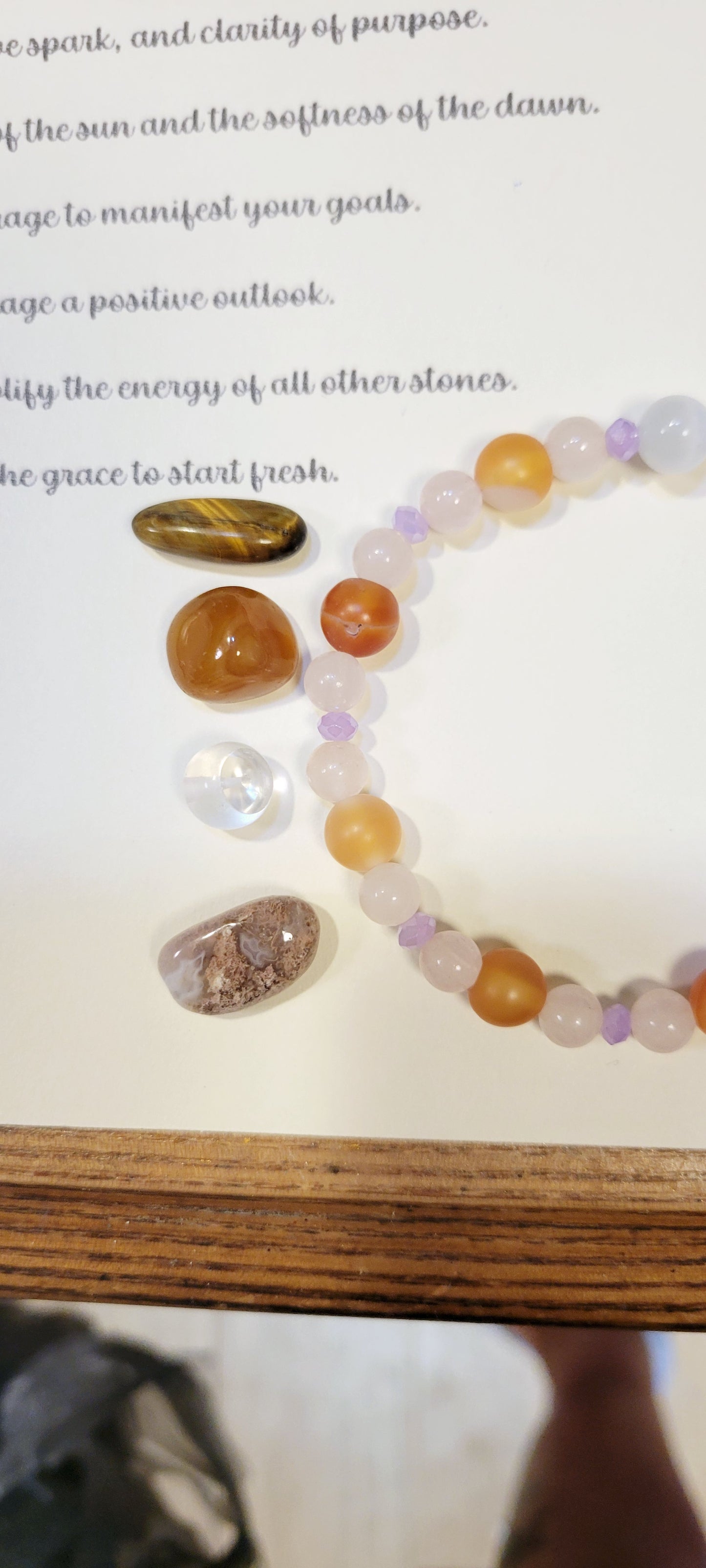 Gemstone Intention Beaded Bracelet With 4 Crystals & Intent Card| Metaphysical Healing