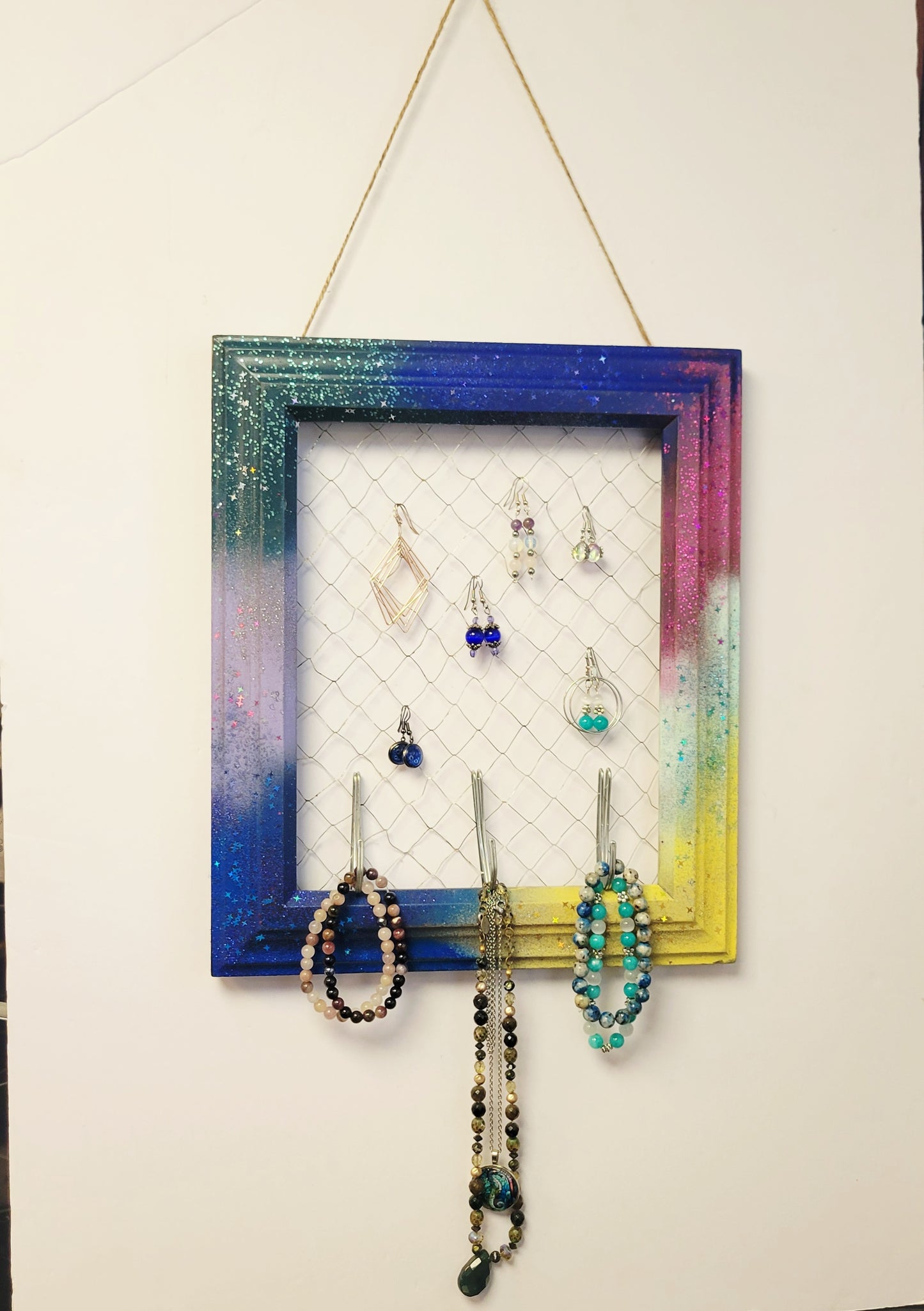 Jewelry organizer Upcycled photo frame