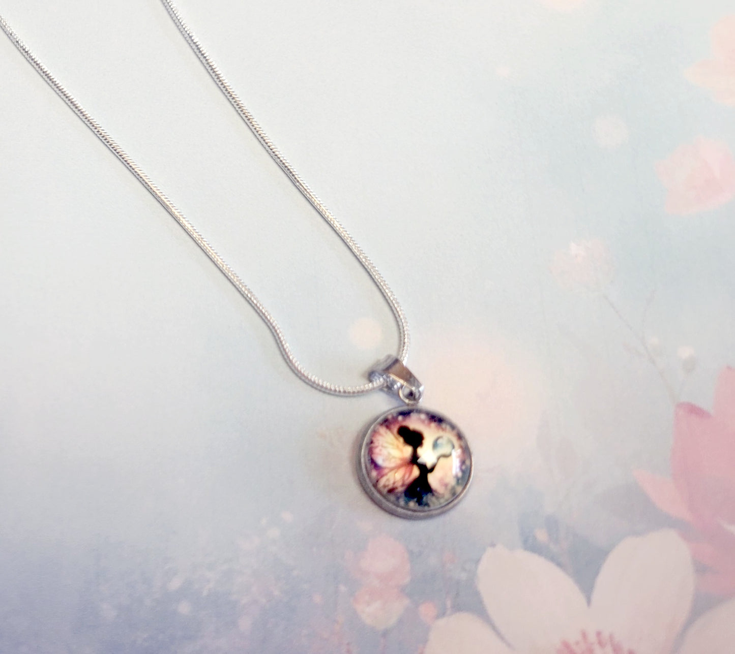 Hand crafted Fairy pendant necklace on 925 Sterling Silver chain