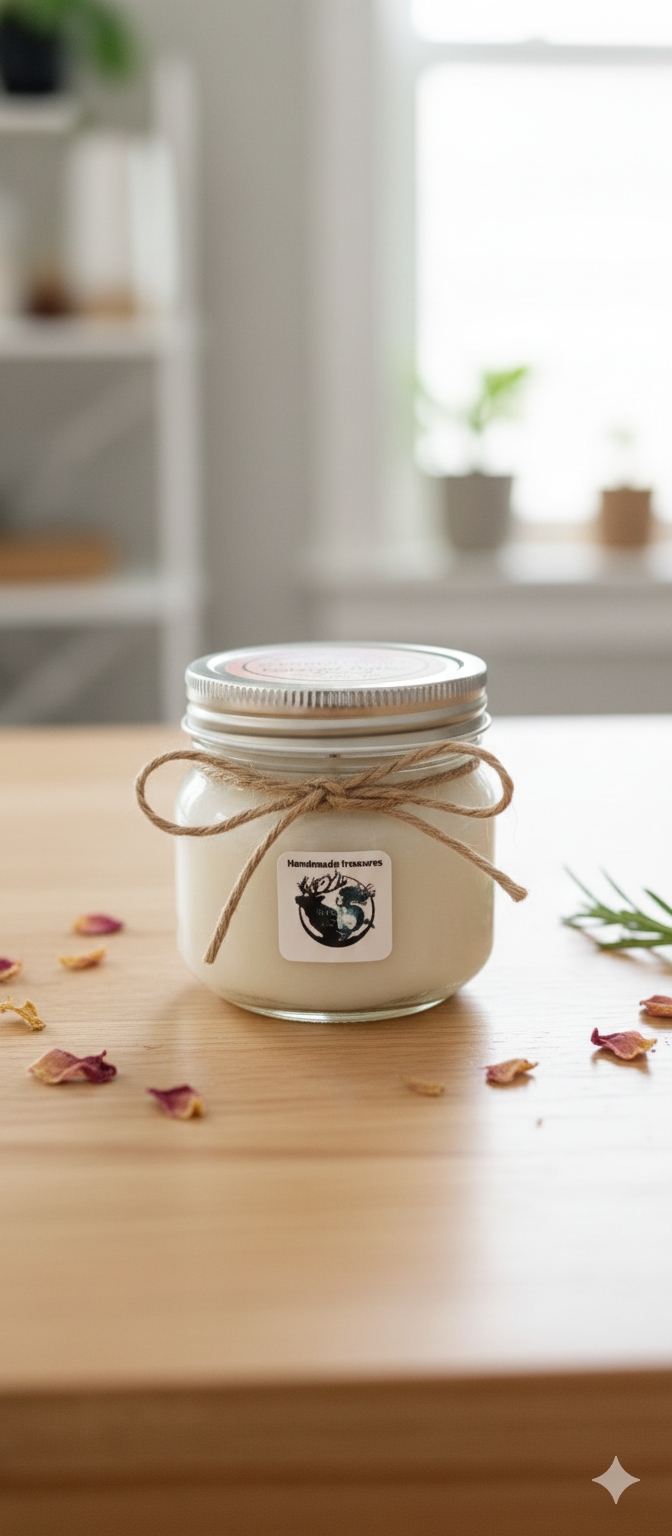Artisan Vegan Soy Wax 8 oz Glass Mason jar candles