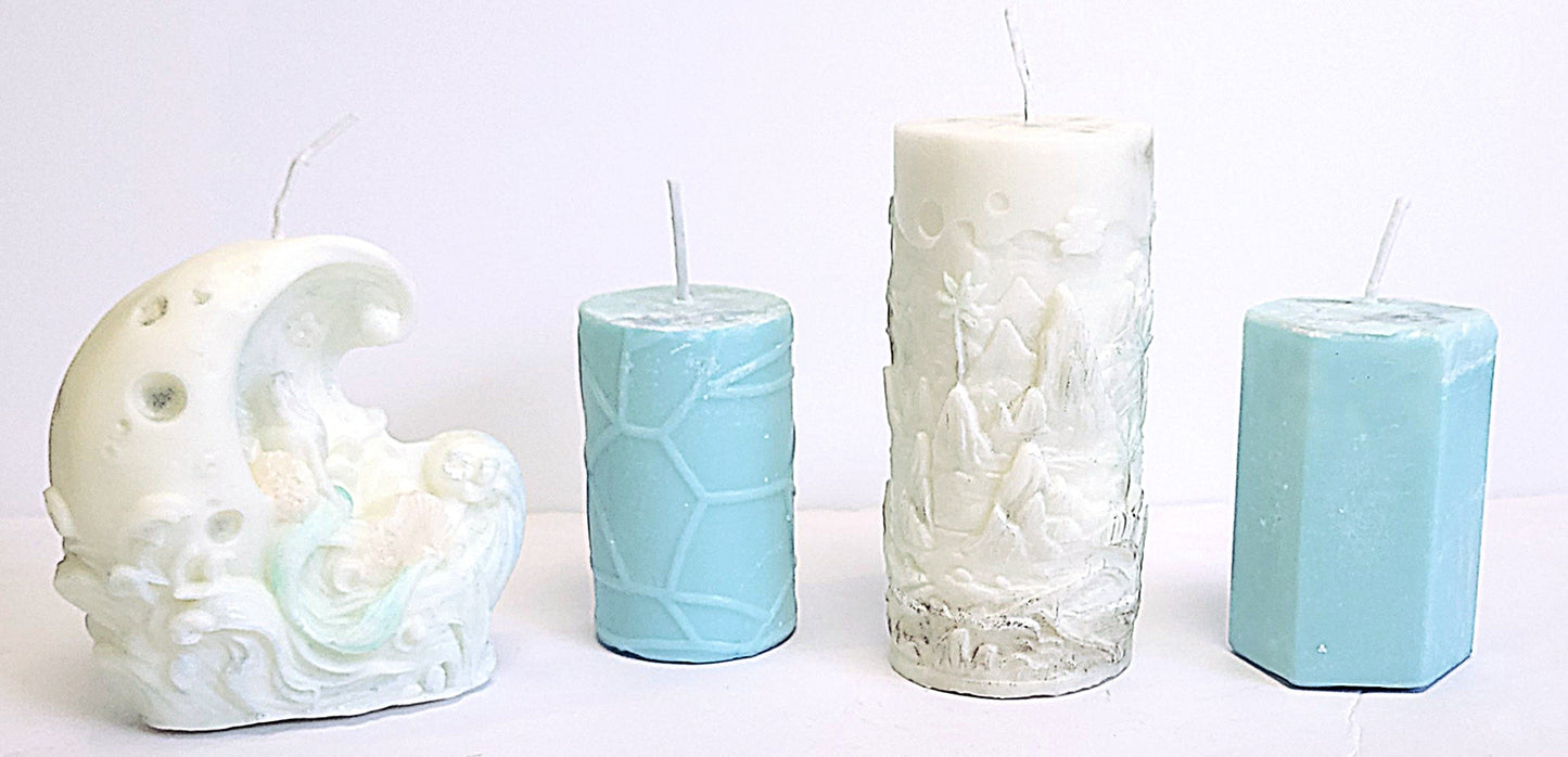 Artisan handpoured soy wax landscape pillar candle | Crisp Clean Woodsy Scent | The Misty Summit