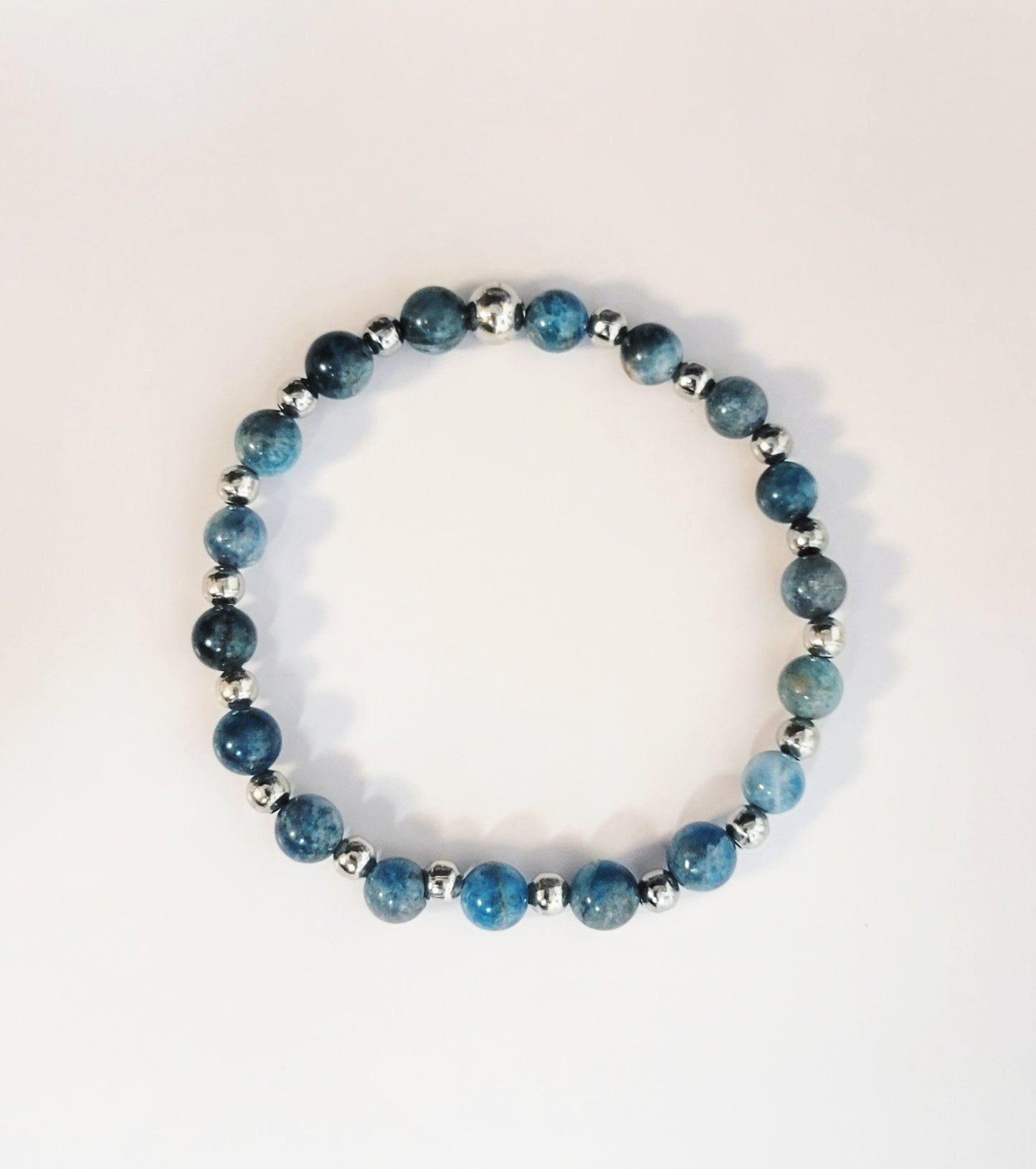 Beaded Bracelet Blue Apatite Natural gemstone 6mm dainty